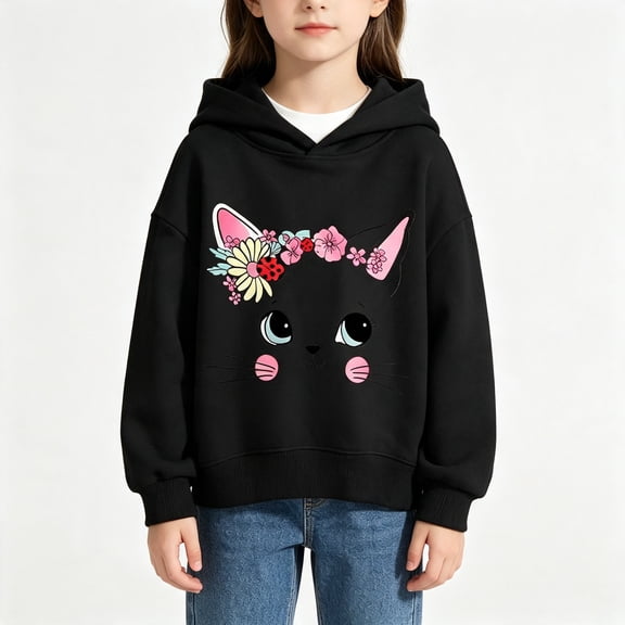 BCSIOAOI Kids Hoodies Girls Cotton Long Sleeve Fall Loose Sweatshirt Printed Pullover