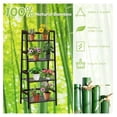 thumbnail image 5 of 4-Tier Bamboo Plant Stand, Multifunctional Freestanding Rack with Guardrails, Display Shelf for Living Room Balcony (Coffee), 5 of 6