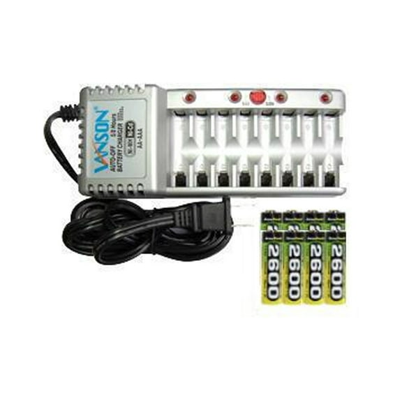 V-868 8 Bay AA & AAA Charger   8 AA (2600 mAh) NiMH AccuPower Batteries