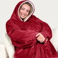 thumbnail image 6 of Bare Homey Plush Sherpa Wearable Blanket - Fluffy & Soft - Lightweight - Adult, Red, 6 of 9