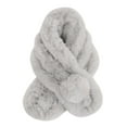 thumbnail image 2 of Gustave Women Faux Fur Collar Scarf Winter Warm Plush Fluffy Short Scarves Soft Cozy Loophole Scarf Neck Warmer with Pom Poms "Gray", 2 of 9