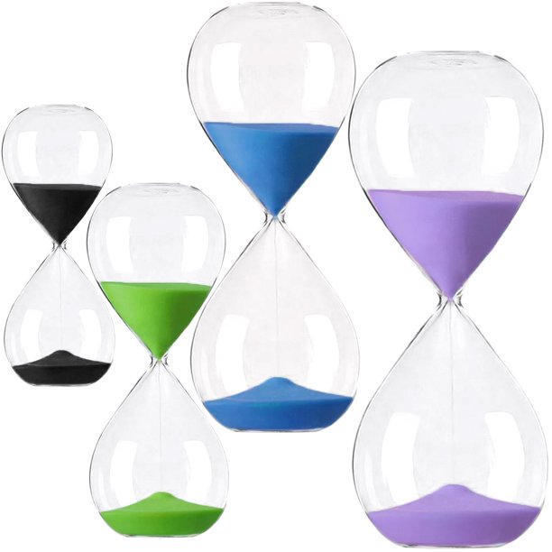 Cronómetros de Arena Clásicos GlassMidnight 4Pzas 1X5min Negro 1X15min Verde 1X30min Azul1X60min Morado Borosilicato/Are