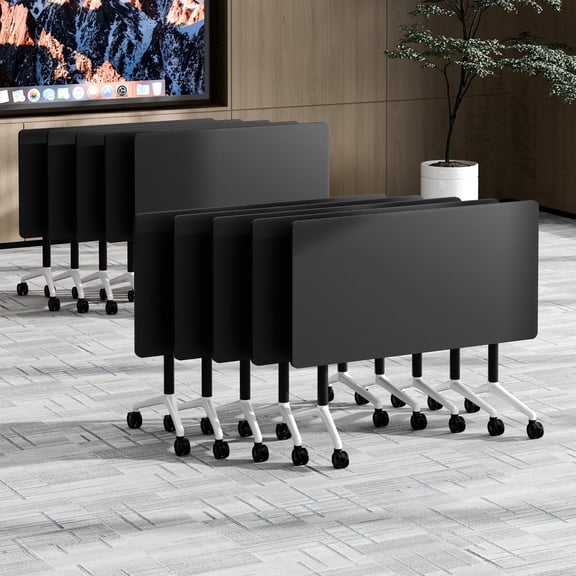 Conference Room Tables with Wheels 10PCS 55.1in Heavy Duty Foldable Conference Table for Office Classroom