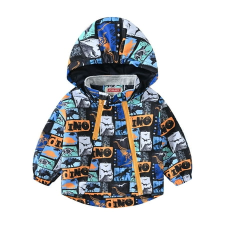 

TENSUNNYD Toddler Boys Girls Jackets Printing Cartoon Hooded Outerwear Double Zipper Coats Toddler 2Y-3Y