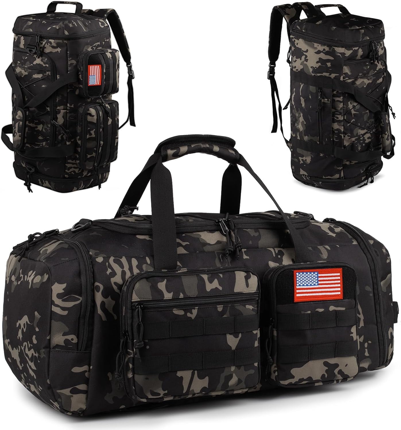 25.6In Gym Bag for Men, 50L Large 3 in 1 Sports Travel Duffle Bag with Shoes Compartment,Water Resistant Travel Backpack Weekender Overnight Bag with Wet Pocket for Women Camping Touring