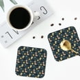 thumbnail image 4 of Lsque Dinosaur In The Space Pattern 4" Drink Coasters Set of 4, PVC Leather Absorbent Coasters, Table Coaster Set Decorative Coffee Cup Coasters Housewarming Gift -Square, 4 of 6