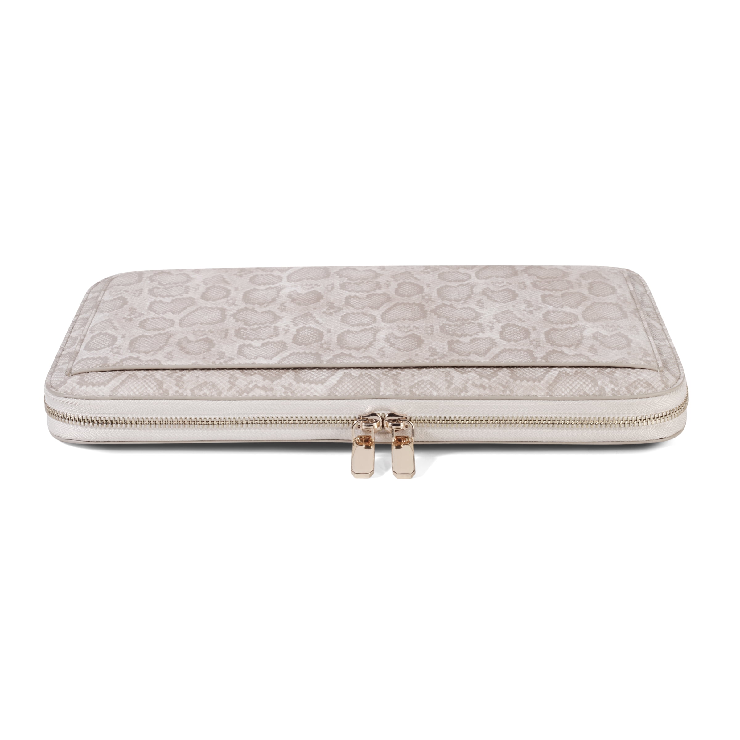 Daisy Rose Protective Laptop Sleeve Case for 13 Inch Laptop with Slip Pocket - Luxury PU Vegan Leather Shock Absorbant Hard Case for Work and School - Cream Snake