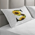 thumbnail image 2 of Letter S Quilted Pillowcover, Flora Elements Sunflowers on Dark Colored Abstract Art Print, Standard King Size Accent Pillow Cover for Bedroom, 36" x 20", Yellow Green Black, by Ambesonne, 2 of 2