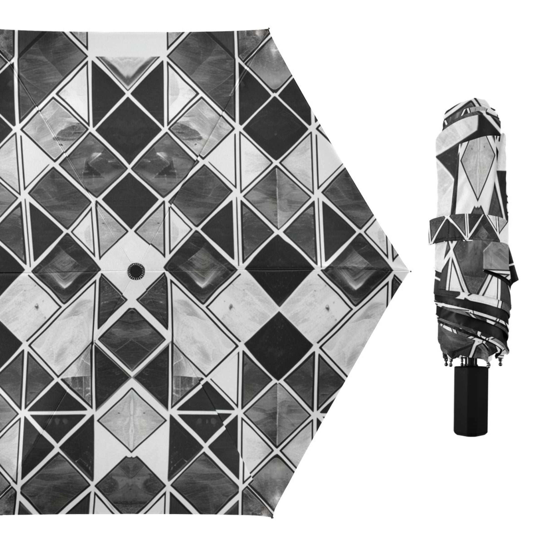 ALAZA Checkered Grid Plaid Pattern UPF 50+ Compact Folding Umbrella for Rain Travel Umbrella Packable