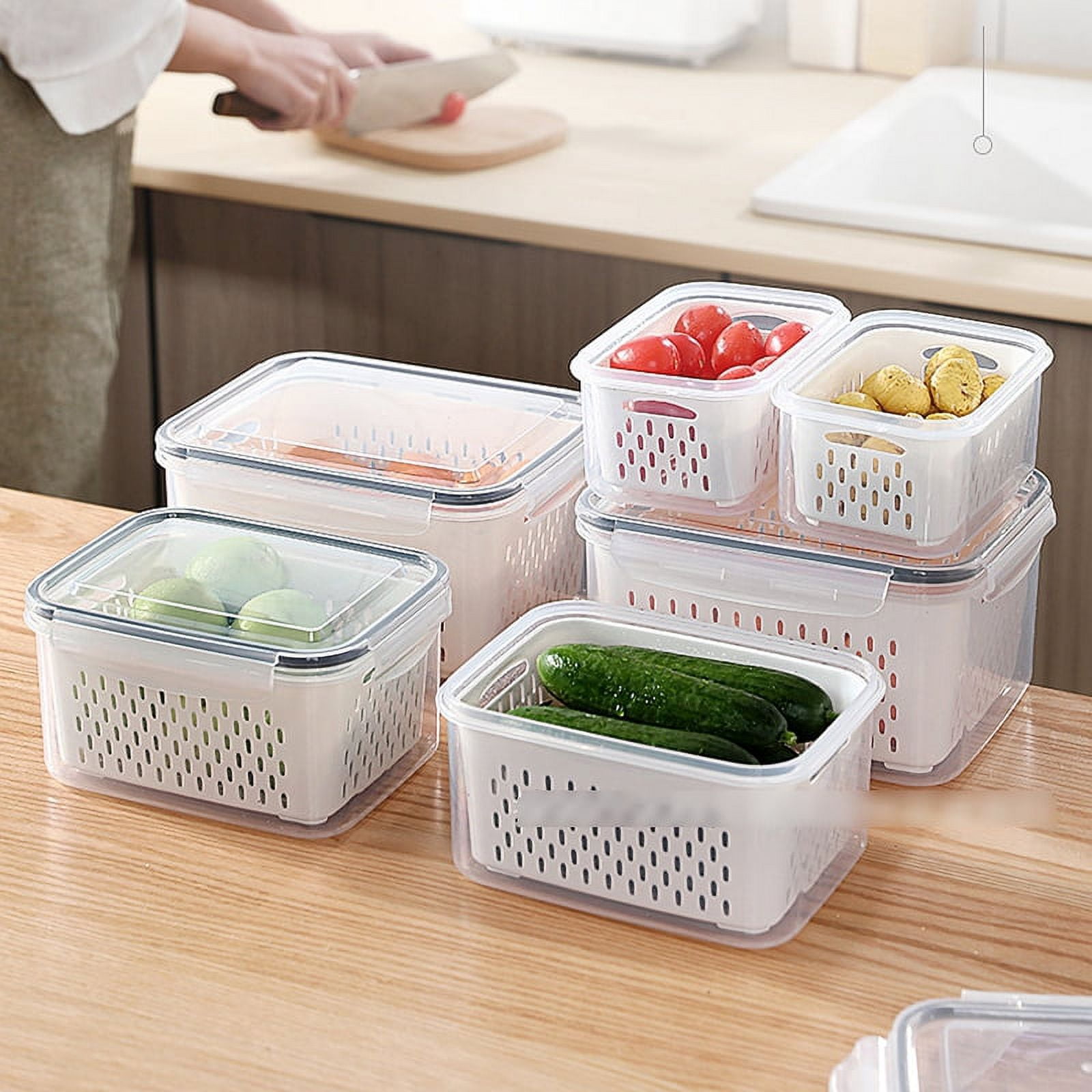 SIMPLEMADE Clear Berry Bins - Berry Keeper Container, Fruit Produce Saver  Food Storage Containers with Removable Drain Colanders, Vegetable Fresh