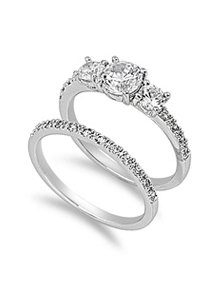 PLATINUM OVER STERLING SILVER ROUND  CUT PROMISE ENGAGEMENT RING 6 7 8 9 10 