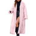 thumbnail image 2 of Women's Over the Knee Length Plush Overcoat, Long Fuzzy Coat, Oversized Faux Fur Jacket, Winter Warm Coat, Casual Lounge Coat, Plus Size Outerwear Pink XL, 2 of 8