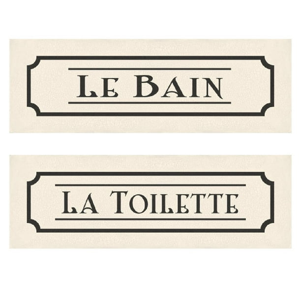 French La Toilette and Le Bain Hotel Bathroom Signs; Two 18x6 Poster