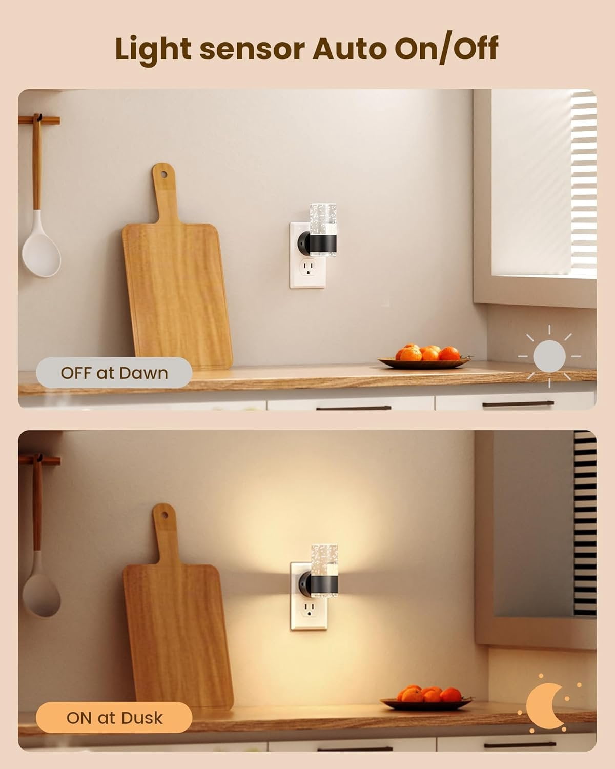 LED Night Lights Plug into Wall, Dimmable Night Light 3 CCT & 5 Brightness Levels,  Bubble Nightlight with Dusk to  Sensor for Hallway, Bathroom, Stair,  Black 4 Pack