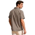 thumbnail image 4 of GrmtClth Men's Striped Cuban Collar Shirt Short Sleeve Lightweight Breathable Summer Beach Vacation Casual Tops Brown S, 4 of 8