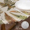 thumbnail image 4 of Round Fitted Tablecloths with Elastic Edge Watercolor Botanical Leaves on Linen Waterproof Wipeable Table Cover for Kitchen Dining Party Decor Farm Fern Foliage Plant Table Clothes,36" - 44", 4 of 9