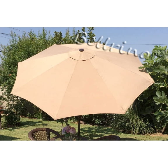 Replacement LIGHT COFFEE/SAND STRONG & THICK Umbrella Canopy for 9ft 8 Ribs (Canopy Only)