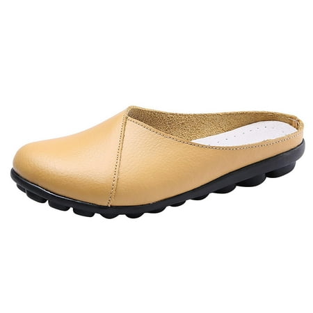 

Pyhlmscde Womens Sandals Slip On Mules Shoes Closed Toe Flat Heel Backless Slippers Loafers Summer Casual Shoes