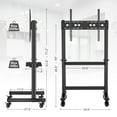 Black Mobile TV Stand Rolling TV Cart for 55 to 90 inch Flat Screen TVs