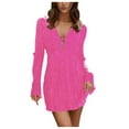 thumbnail image 1 of Vestido elegante de color liso con cinturón, mangas acampanadas y corte ajustado, vestido midi de fiesta, 1 of 6