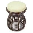 thumbnail image 3 of Milan Handmade Natural Rattan Wicker Ottoman Stool Vanity Bedroom Fully Assembled, Dark Brown, 3 of 7