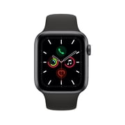 Apple Watch Series 5 GPS, 44mm Space Gray Aluminum Case with Black Sport Band - S/M & M/L