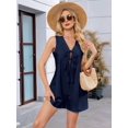 thumbnail image 3 of Women'S Summer Casual Rompers Lace-Up Short Loose Linen Jumpsuit Beach Outfits Travel Vacation Clothes Royal Blue XL, 3 of 8
