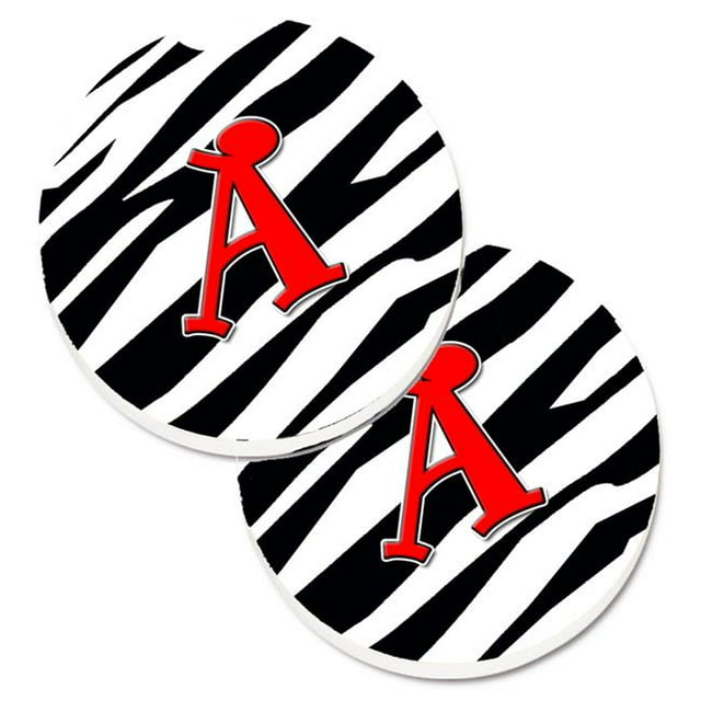 Lettre A Monogramme Zèbre Rayé & Rouge Ensemble de 2 Porte-Gobelets sous-Verre de Voiture