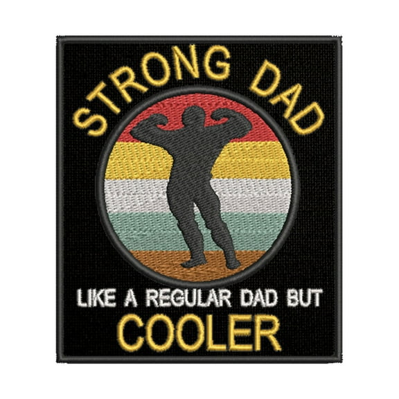 Strong Like Dad Embroidered Patch Iron-On Applique, Cosplay Vest Clothing Badge Back Packs Uniform DIY Power Lifting, Weight Lifting, Body Building, CrossFitt