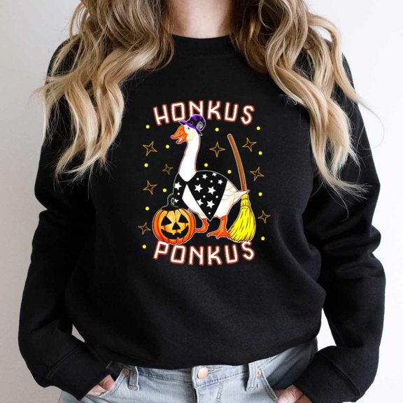 Duck Honkus Ponkus, Funny Halloween Cute Witches Duck Costume - Durable Stitching SW22308 Unisex Sweatshirt, Up to Size 5XL