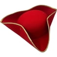 thumbnail image 5 of Yvsxxv Red Colonial Tricorn Pirate Hat Historical Reenactment Headwear 1Pc, 5 of 7