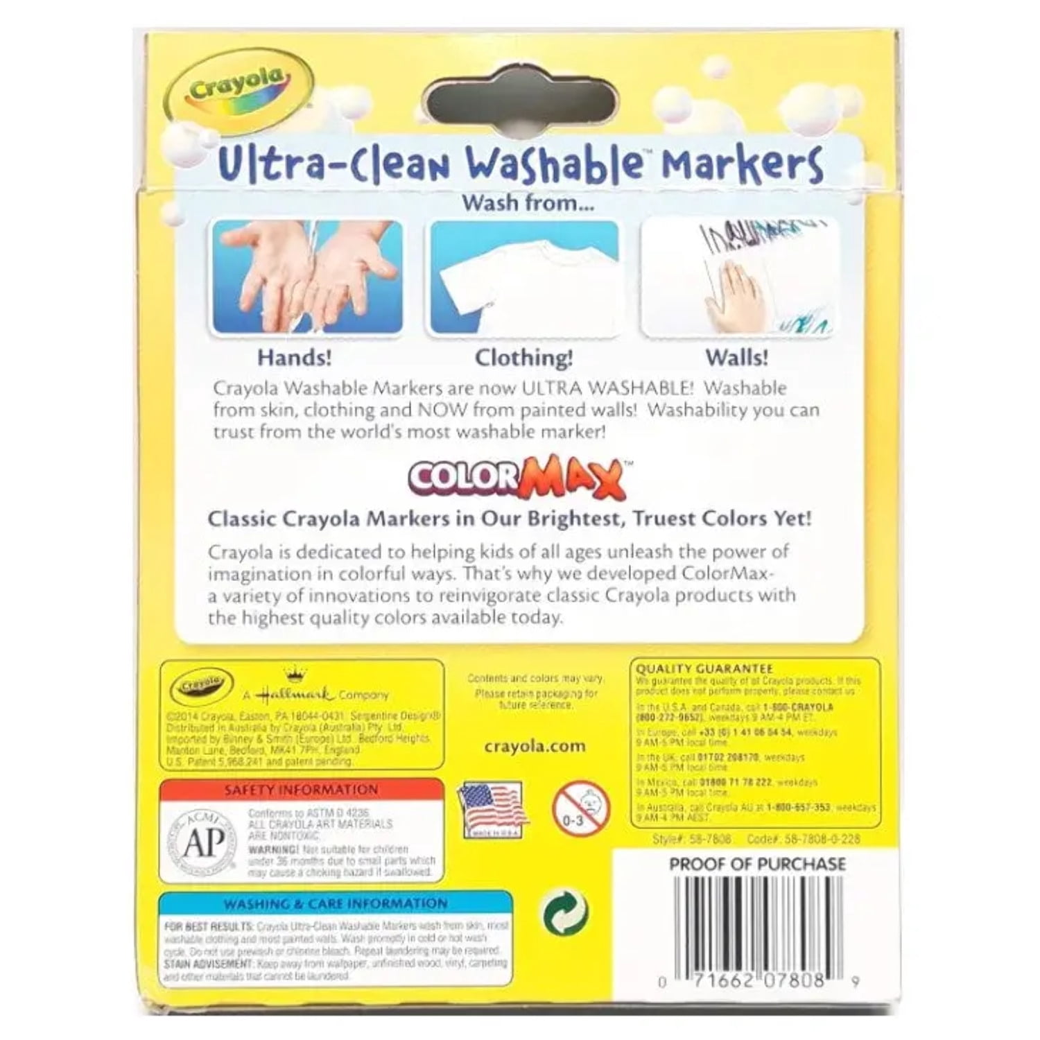 Crayola Washable Markers, Broad Line, Classic Colors, 8 Count
