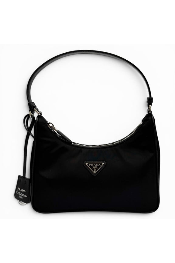Pre-Owned PRADA 1N204X Re-Edition 2005 Re-Nylon Triangle Logo Handbag, Black, Made in Italy,...
