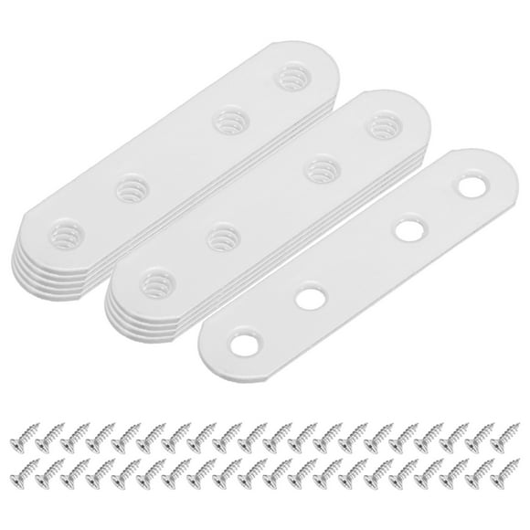 Paquete de 10 Soportes Planos Rectos, 2.95 x 0.71 Pulgadas Soporte de Reparación para Muebles de Madera/ Soporte de Caja de PC de Madera, Soporte de Muebles de Placa [Blanco]
