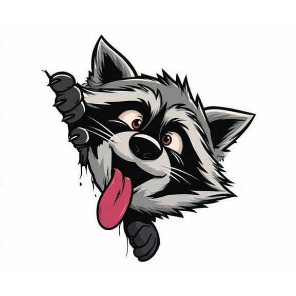 Playful Raccoon Tongue-Out Vinyl Car Sticker – Waterproof Animal Decal for Car, Laptop, or Water Bottle.