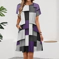 thumbnail image 2 of Abstract Geometric Art, Purple Black Grey Sundress Short Sleeve Dress Summer Women Clothes Dress for Women Dresses, 2 of 7