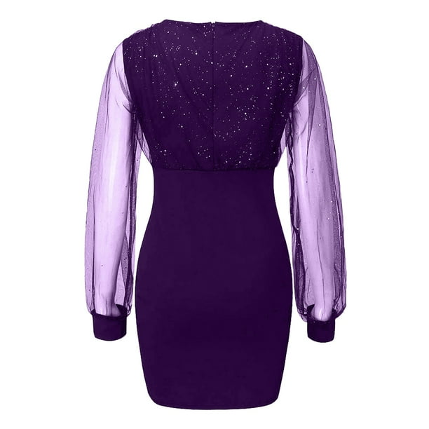 clubbing dresses plus size Awdenio Womens Dresses Plus Size , Women Fashion Sequins Cute New Summer Black Retro Elegant Party Club Dress, Women's, Size: Large, Purple