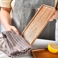 thumbnail image 4 of Solid Wood Serving Tray, Rectangular Bread and Fruit Plate, Nonporous Multipurpose Wooden Storage Platter for Kitchen Counter Decor, Coffee Table Centerpiece, Bedroom Organizer by, 4 of 5