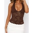 thumbnail image 2 of Womens Sexy V-Neck Sleeveless Halter Cami Tops Going Out Y2K Trendy Lace Cropped Tank Tops, 2 of 3