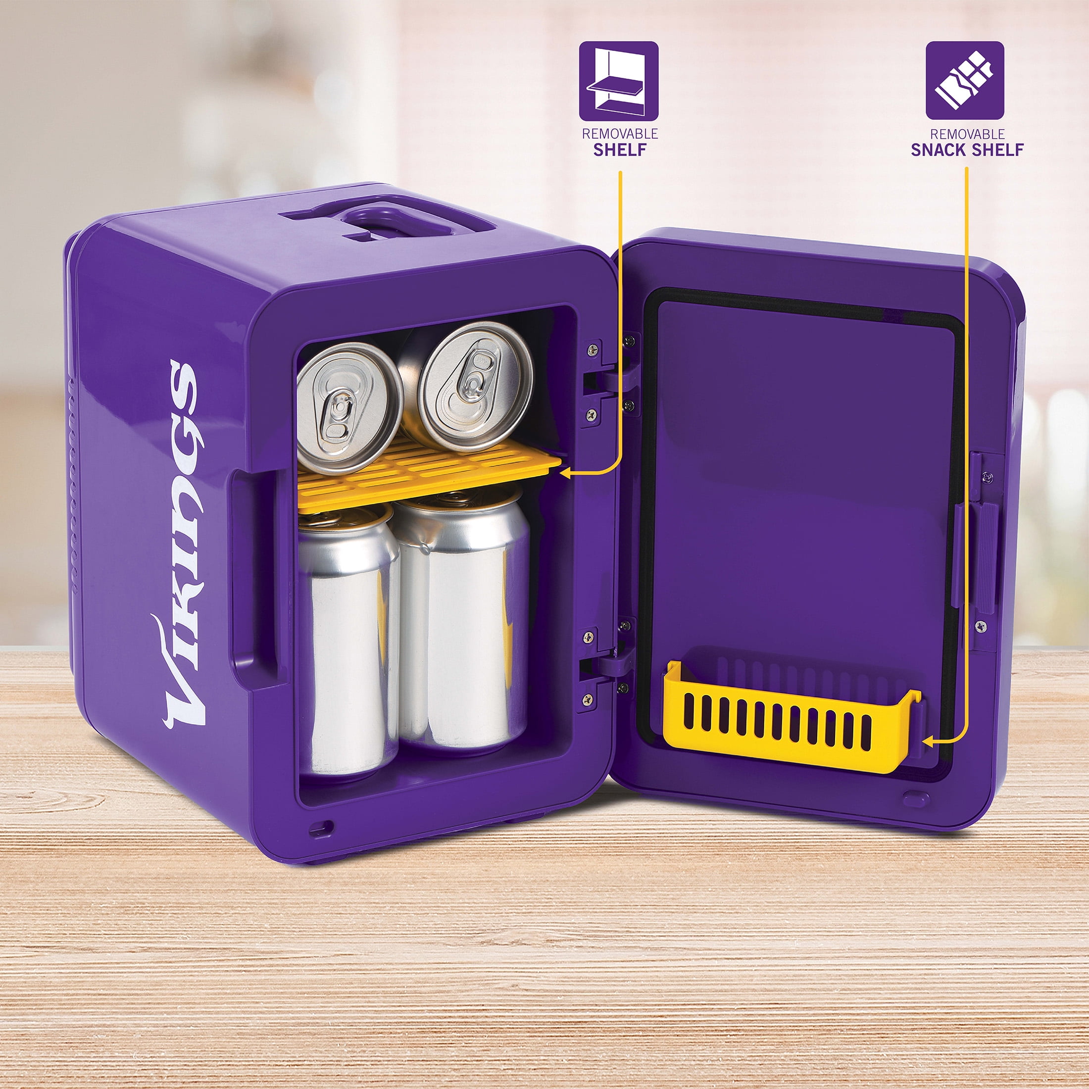 NFL Minnesota Vikings Mini Fridge, Purple, 4L, 6 Cans
