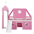 thumbnail image 4 of Harper & Bright Designs Low Loft Bed Twin Size with Slide and Storage Stairs, Wood Loft Bed with Tent & Tower for Boys & Girls, Pink, 4 of 18