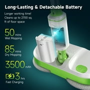 AlfaBot Cordless Electric Mop, Self-Propelled Dual-Spin Mop with LED Light & Spray, 260ml Tank 50 Mins Runtime, Lightweight for Hardwood Tile Cleaning Up to 2700 sq.ft