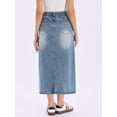 thumbnail image 3 of DARING DIVA Women's Elasticated Waist Washed A Line Long Jean Skirt X-Small Blue, 3 of 6