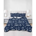 thumbnail image 2 of Quilts Twin Size Bedding Set, Navy Blue Nautical Lightweight Quilted Comforter, Summer Coastal Ocean Beach Coconut Trees Reversible Bedspread Coverlet with Pillow Covers for All Season, 68" x 86", 2 of 7