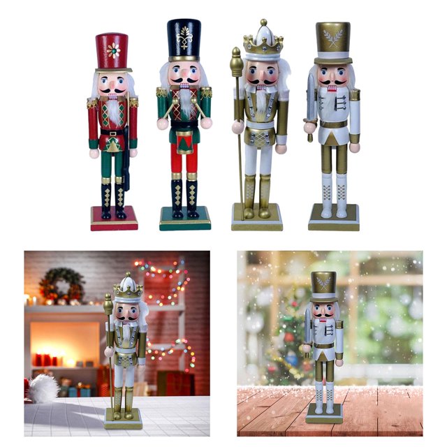 4 Piezas de Figuras de Cascanueces de 12 ", Figuras de Decoración de Navidad, Decoración Hecha a Mano Estilo B perfecl Figurita de Cascanueces