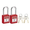 Unique Bargains Lockout Tagout Locks 1-1/2 Inch Shackle Key Different Safety Padlock Plastic Red 2 Pcs