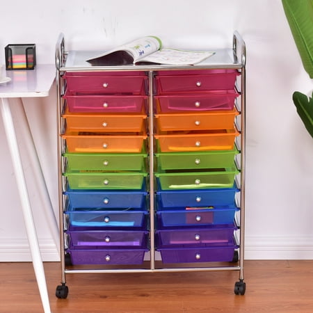 Costway 20 Drawer Rolling Storage Cart Scrapbook Paper Office