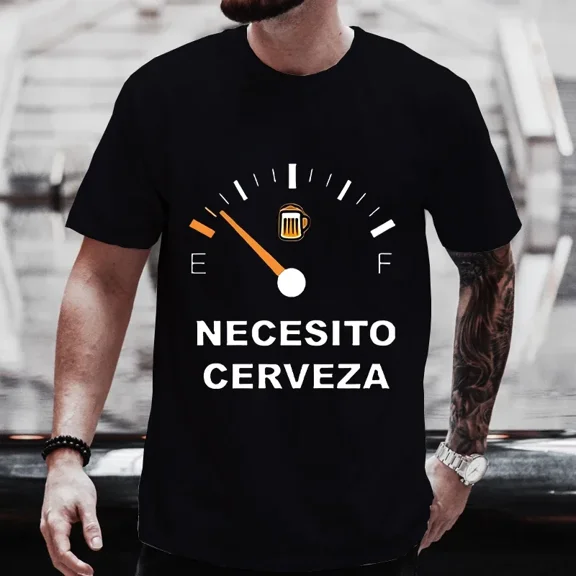 Fashion Casual T-shirt NECESITO CERVEZA Print Men Tshirts Trendy Tee Top Clothes For Summer Drinking Beer T Shirt Fashion Tops