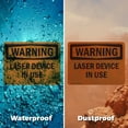 thumbnail image 5 of (2 Pack) Laser Device In Use OSHA Warning Sign 14 Inch X 10 Inch Vinyl Label Decal Sticker Weather Resistant, UV Protected for Workplace, Business, and Construction Site, Made in the, 5 of 7
