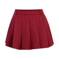 thumbnail image 4 of Aocisk 2025 Printemps Été Femmes Jupe Plissée Unie Décontractée Taille Élastique Fluide Longueur Midi Tissu Extensible Confortable Rouge G, 4 of 9